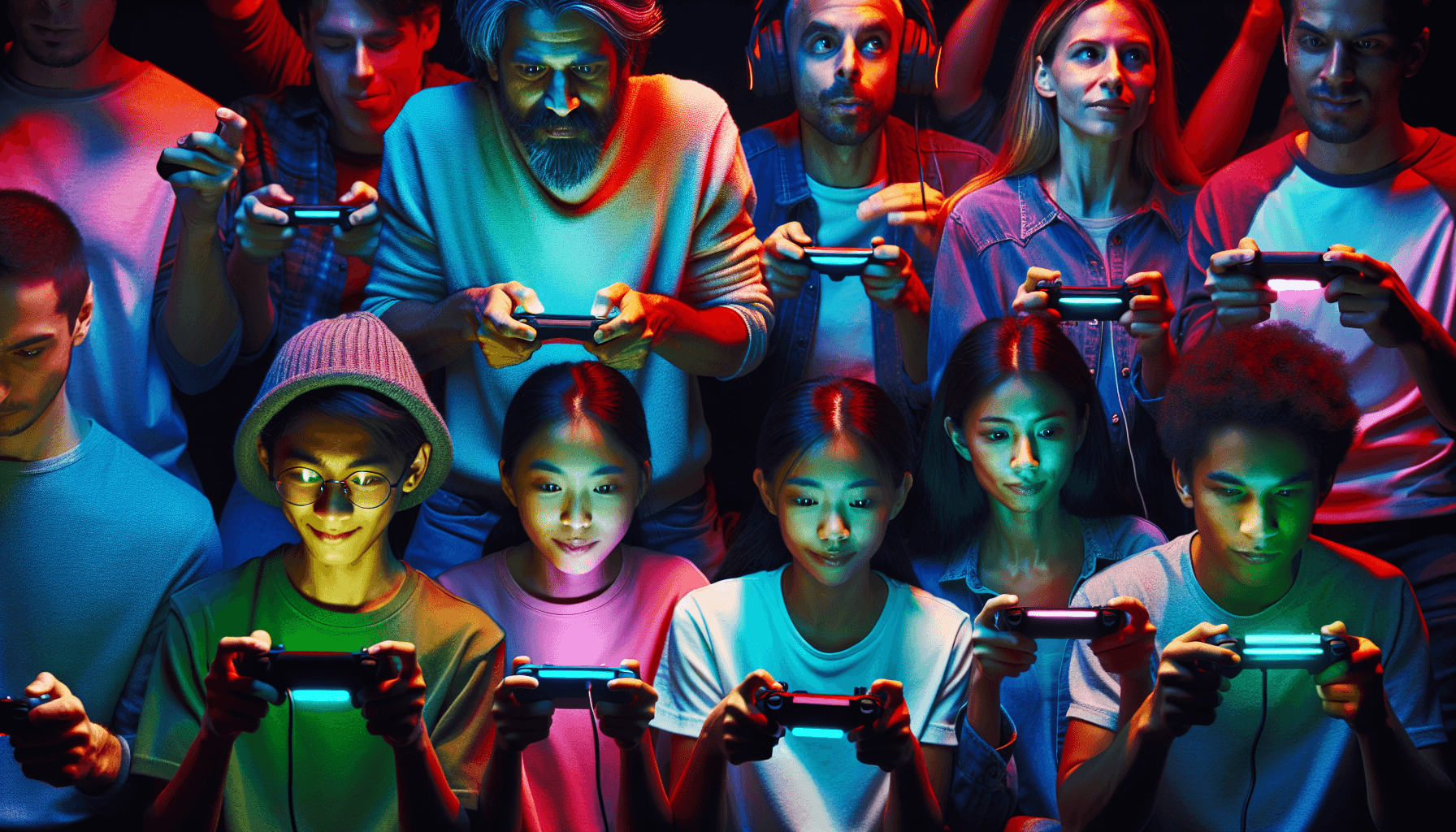 Excited players gaming